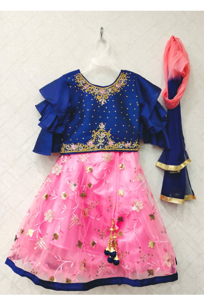 All Over Stoned And Embroidery Worked Kids Lehenga (KR1277)